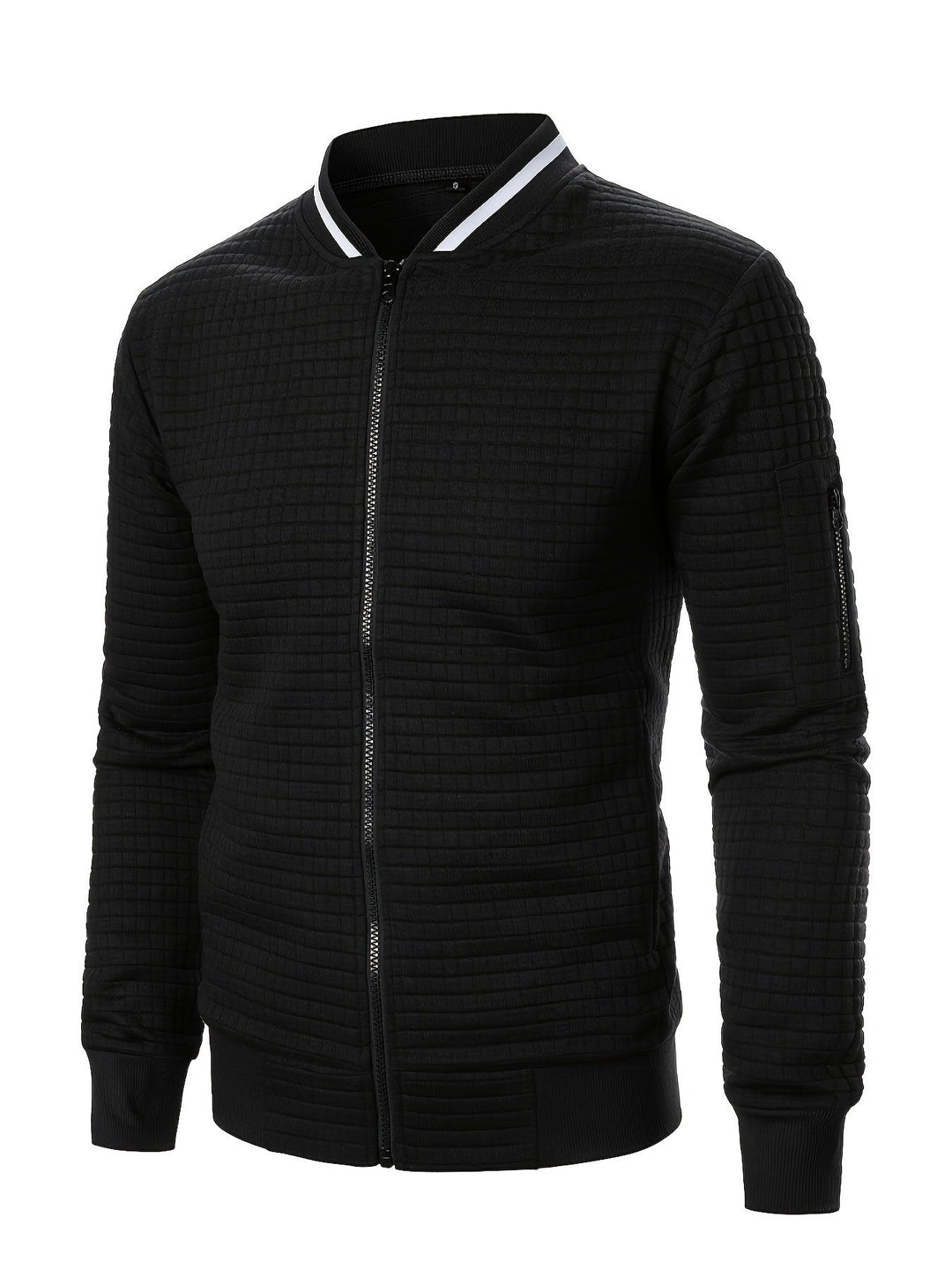 Textured Zip-Up Bomber Jacket for Men, Plus Size