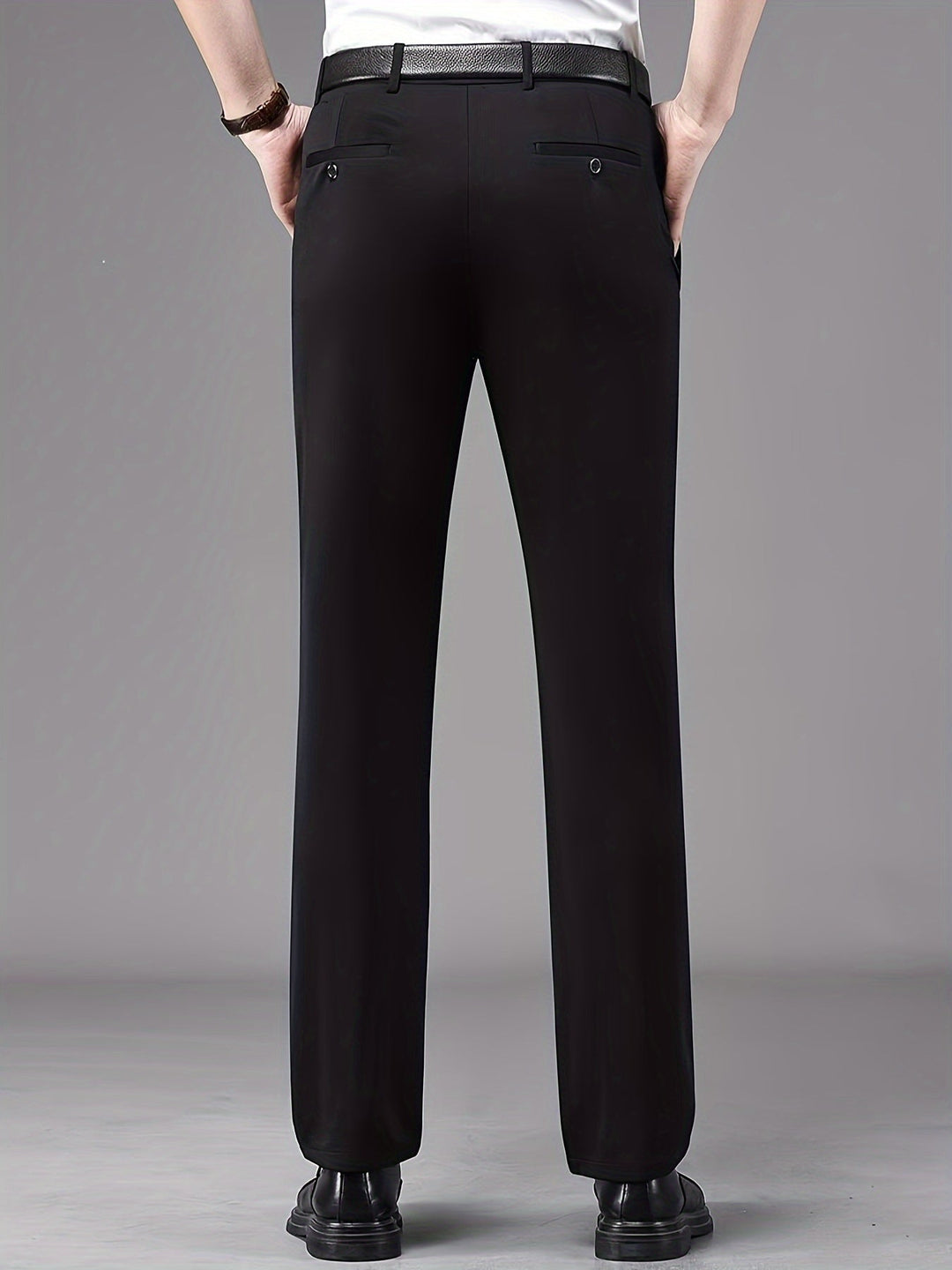 Straight-Leg Trousers, Men's Tailored Fit, Black