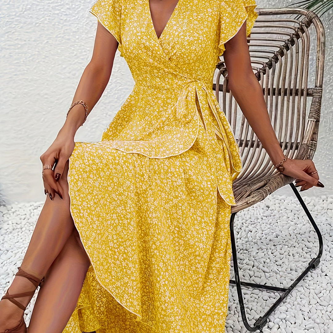 Ladies Flowing Wrap Maxi Dress