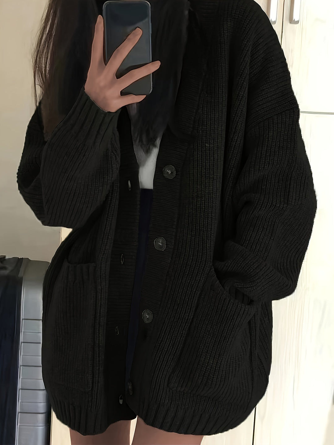 Ladies Relaxed Button-Front Cardigan