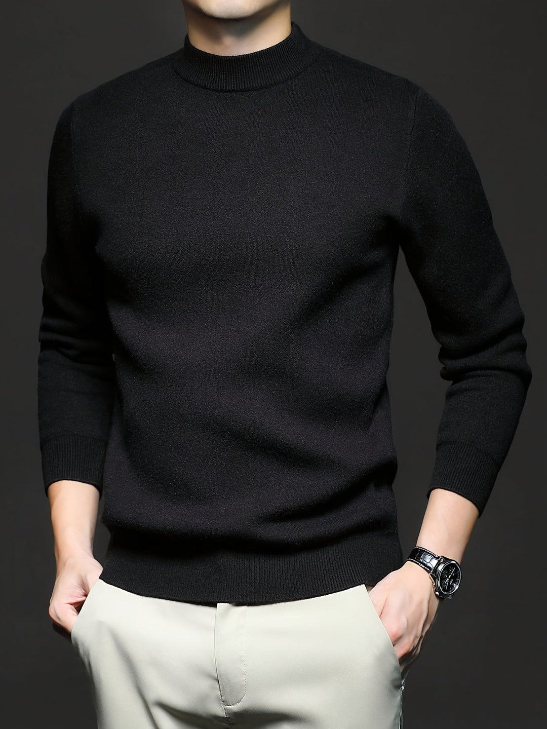 High-Neck Sweater for Men, Refined Style