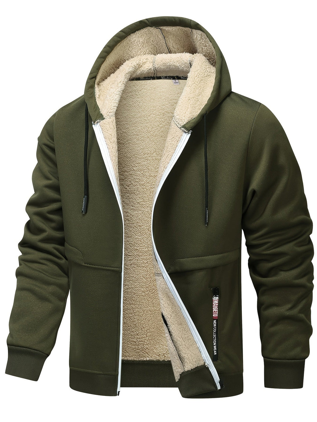 Cozy Hooded Zip-Up Jacket for Men, Plus Size