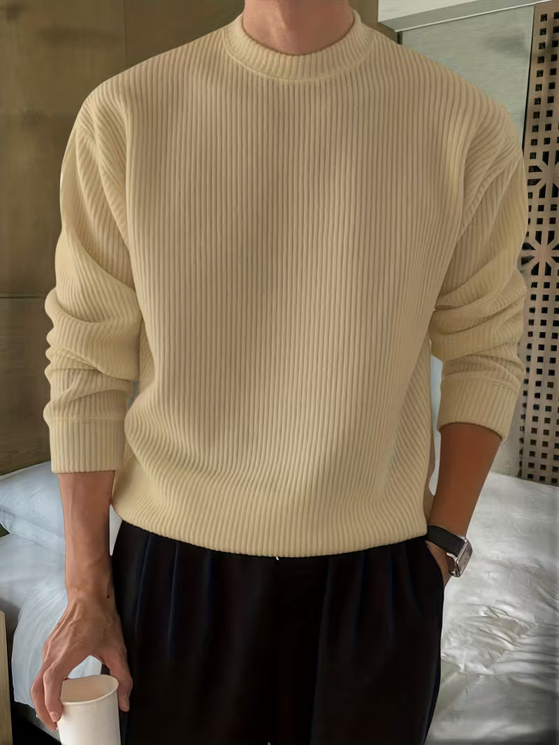 Knitwear Long Sleeve Ribbed Shirt for Men