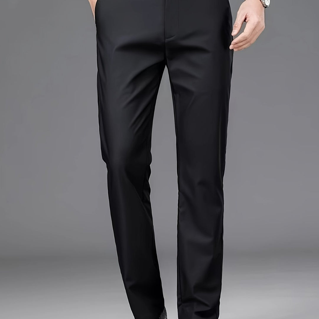 Straight-Leg Trousers, Men's Tailored Fit, Black
