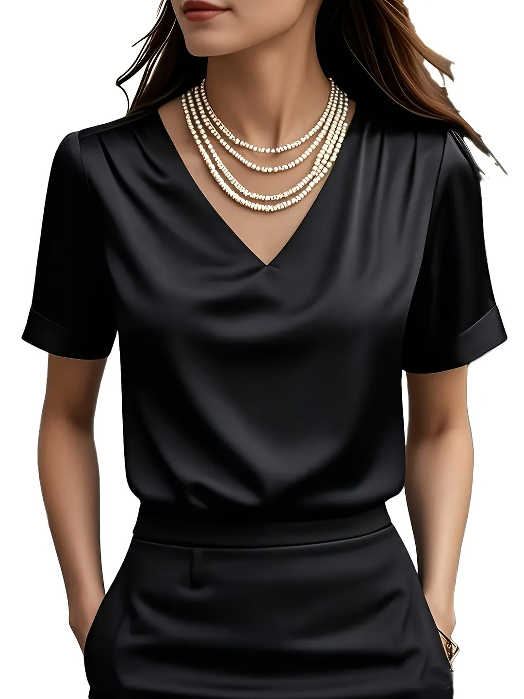 Draped V-Neck Blouse for Women