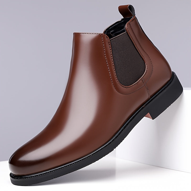 Dark Brown Classic Slip-On Chelsea Boots for Men