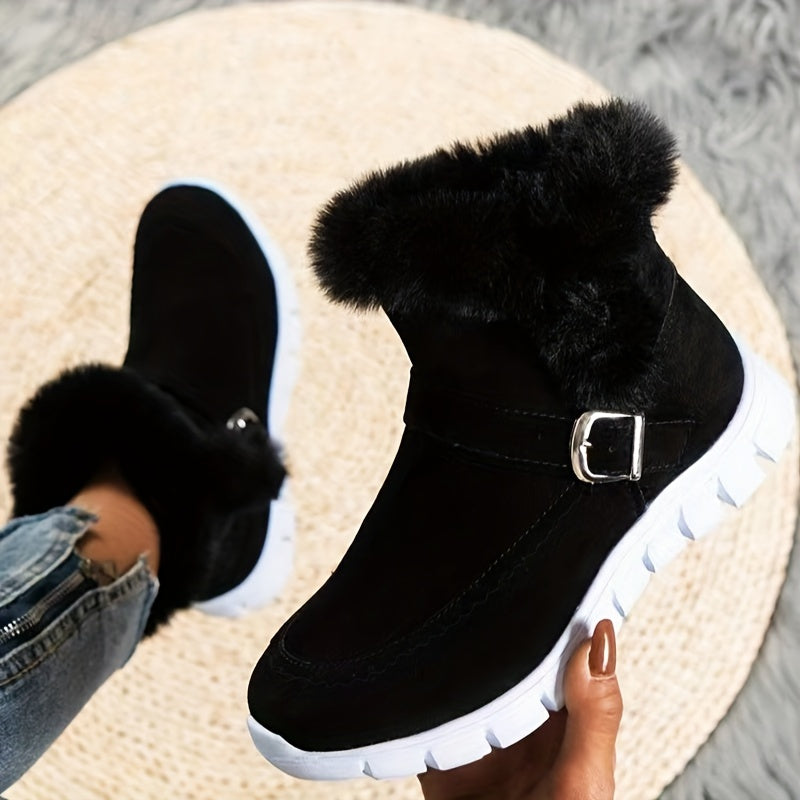 Plush-Trimmed Winter Boots for Women, Cozy Style