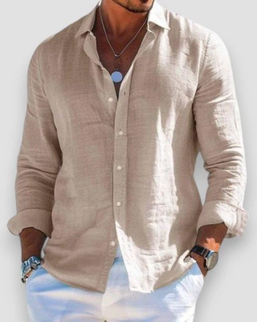 Casual Summer Long Sleeve Shirt for Men, Plus Size