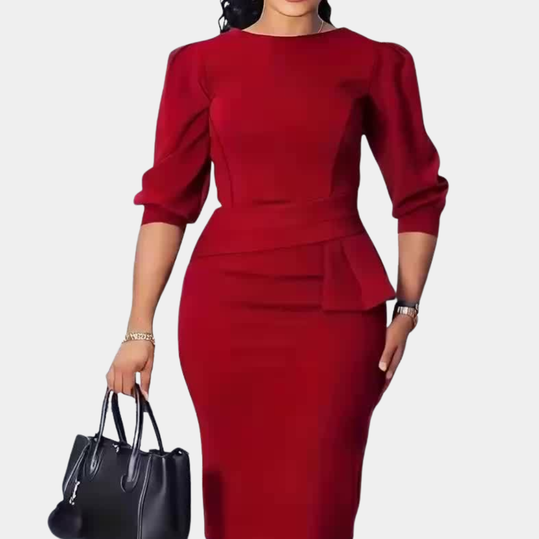 Women's Sculpted Peplum Midi Dress