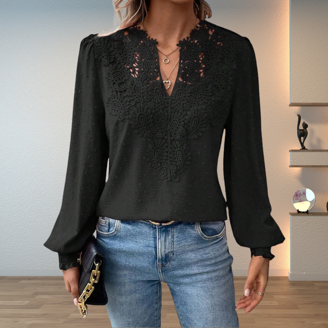 Lace-Trim Blouse for Women, Elegant Style