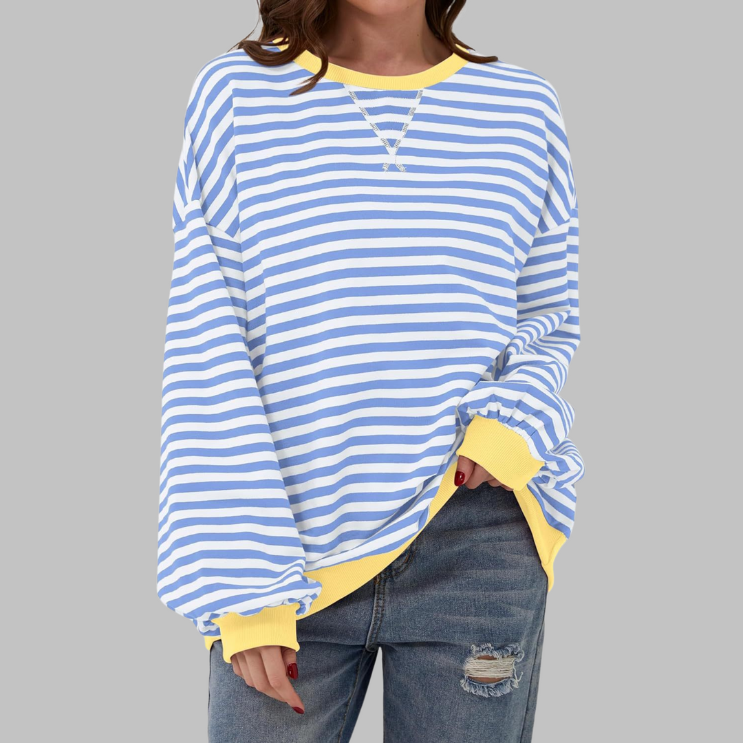 Casual Long Sleeve Striped Sweatshirt for Women