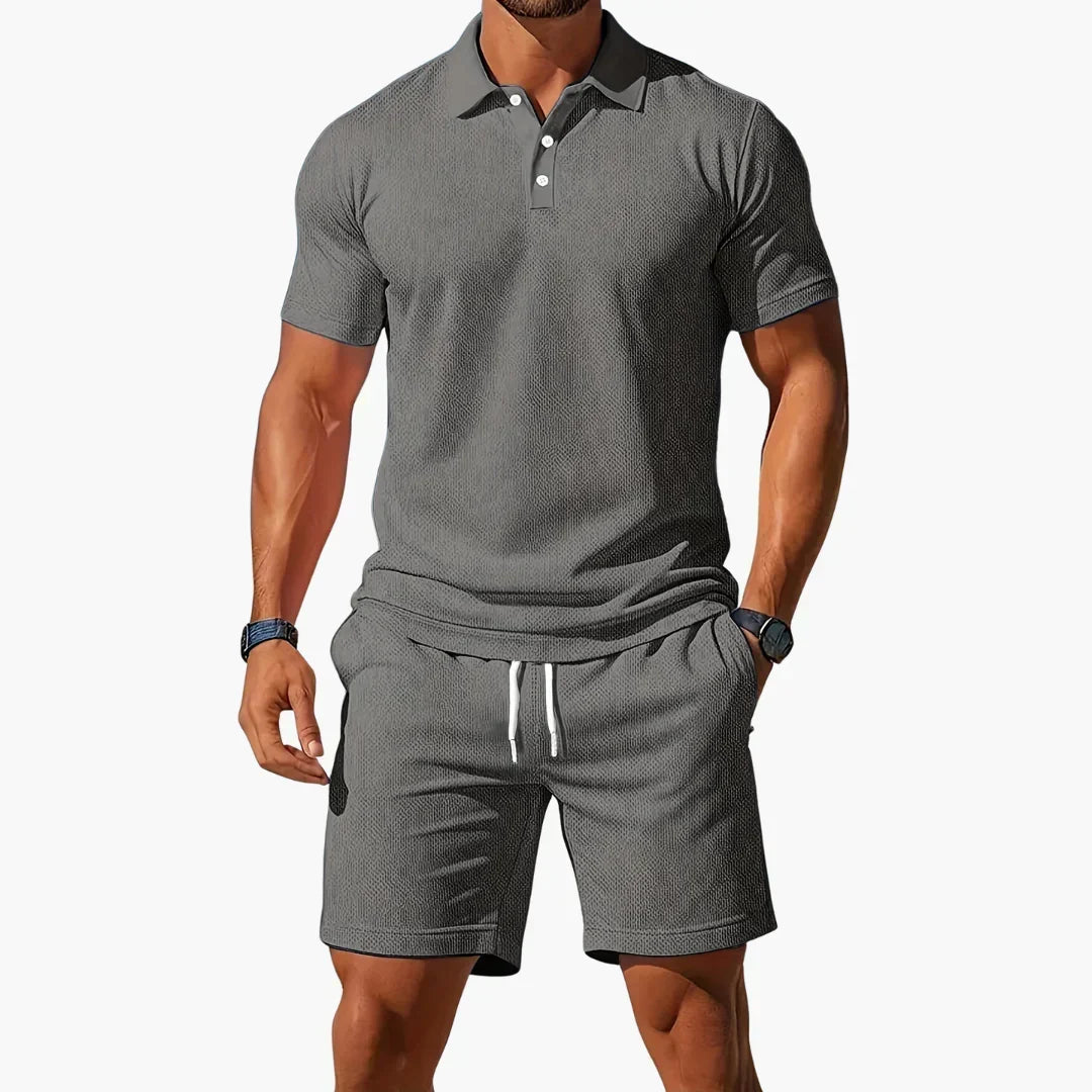 Summer Polo & Shorts Set for Men, Plus Size