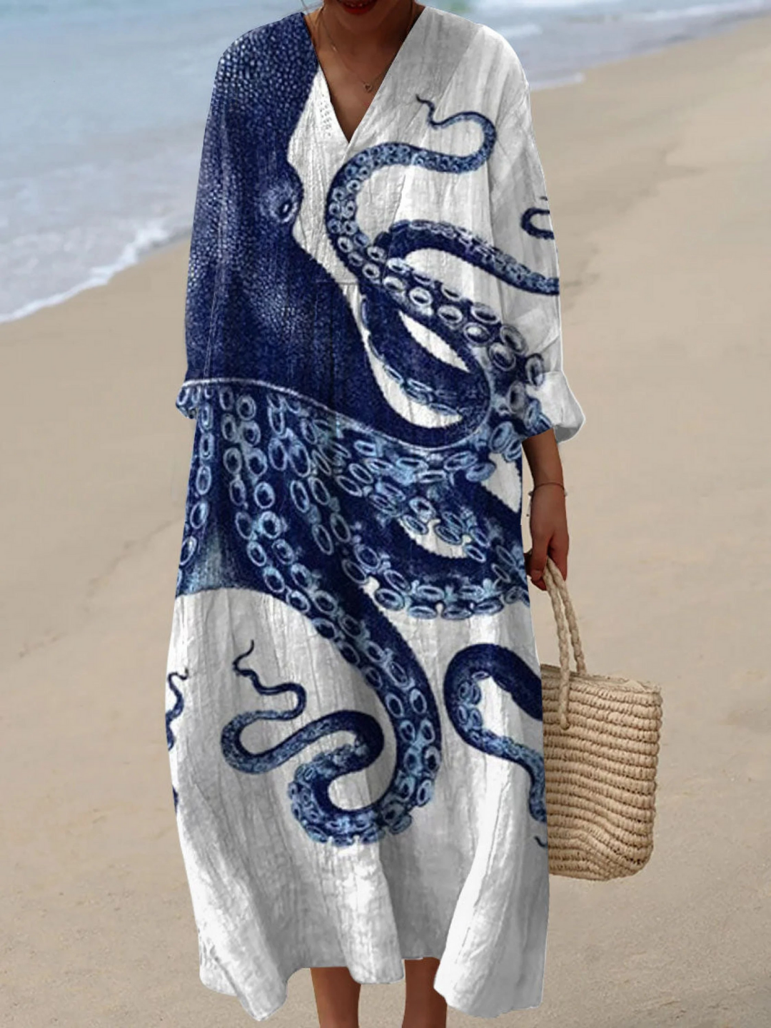 Multicolor Octopus Art Print Casual Dress for Women