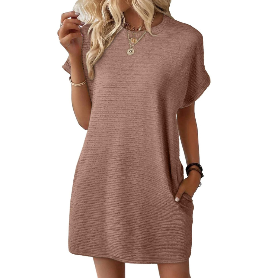 Ladies Minimalist Round Neck Summer Dress