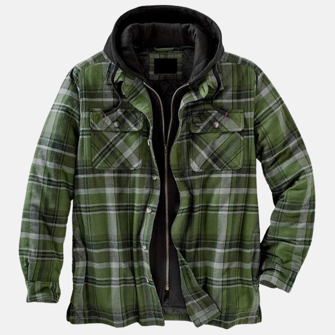 Hooded Plaid Jacket for Men, Rugged Style