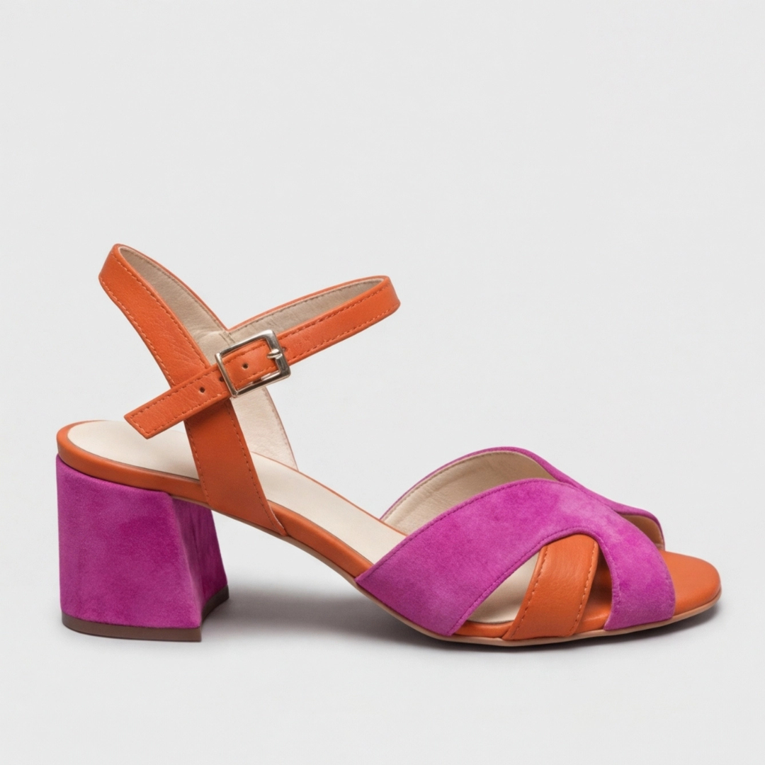 Orthopedic Color Block Chunky Heels for Women, Arch Support