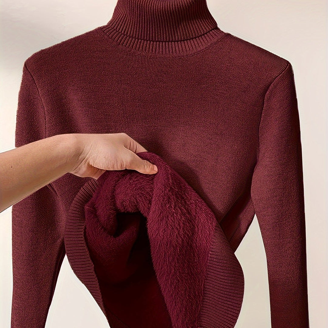 Lined High-Neck Sweater for Women, Cozy Style