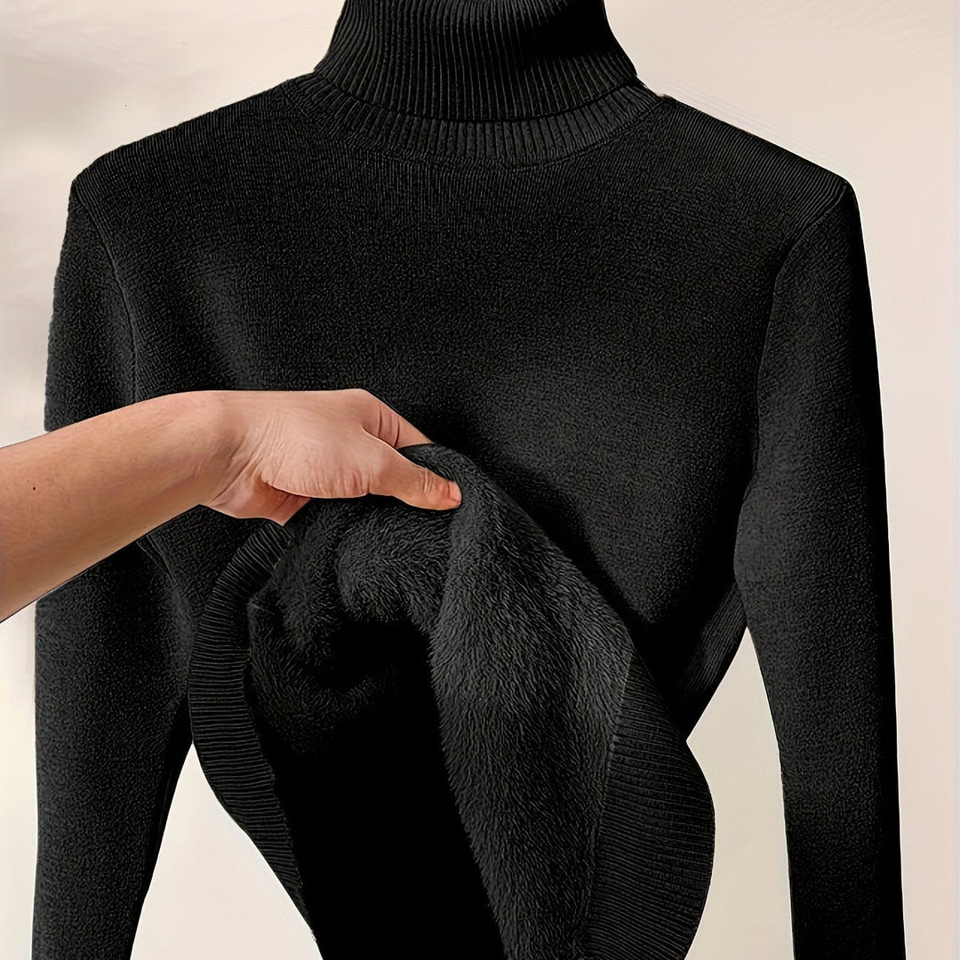 Lined High-Neck Sweater for Women, Cozy Style