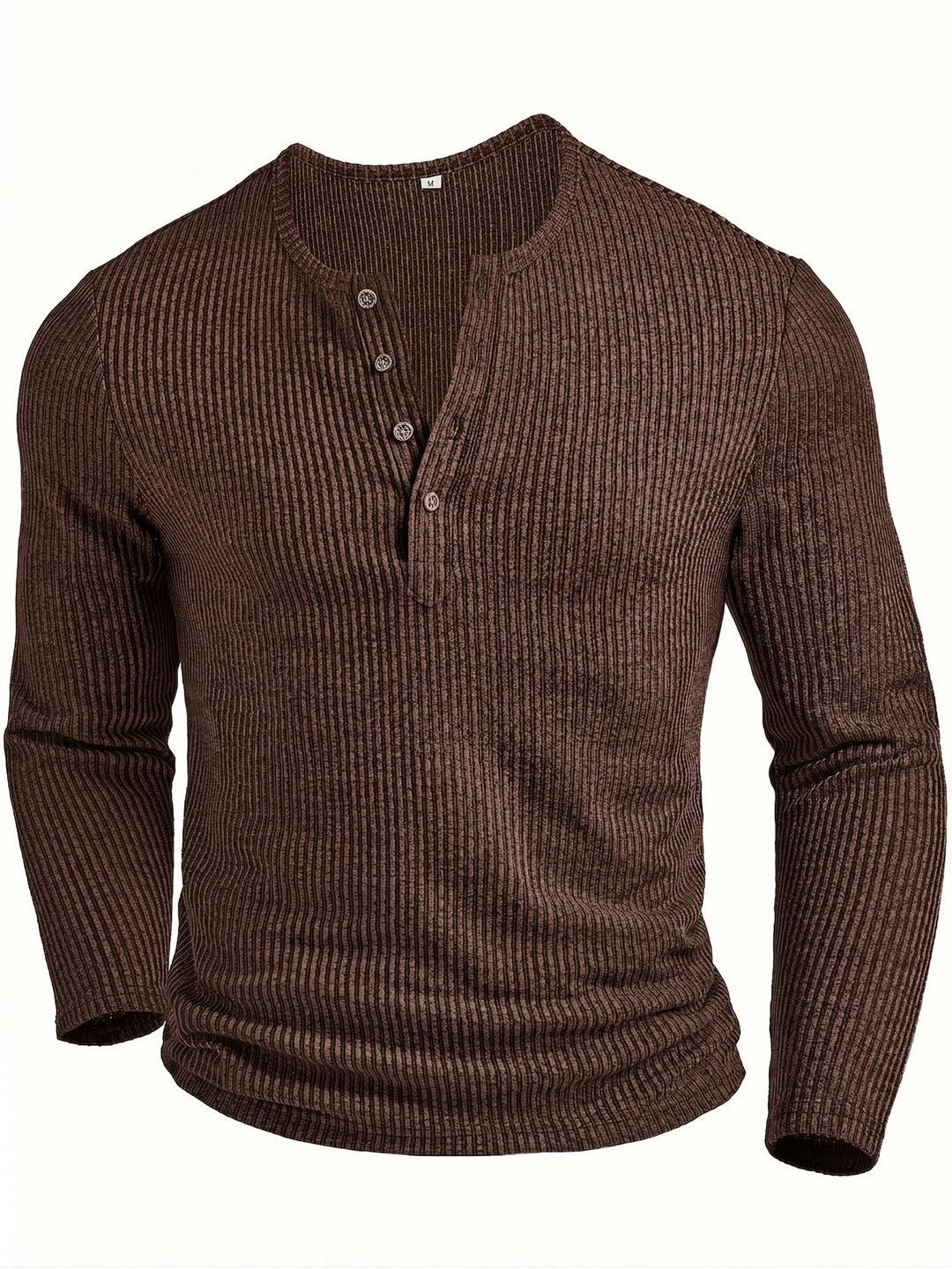 Men's Textured Ribbed Henley Shirt