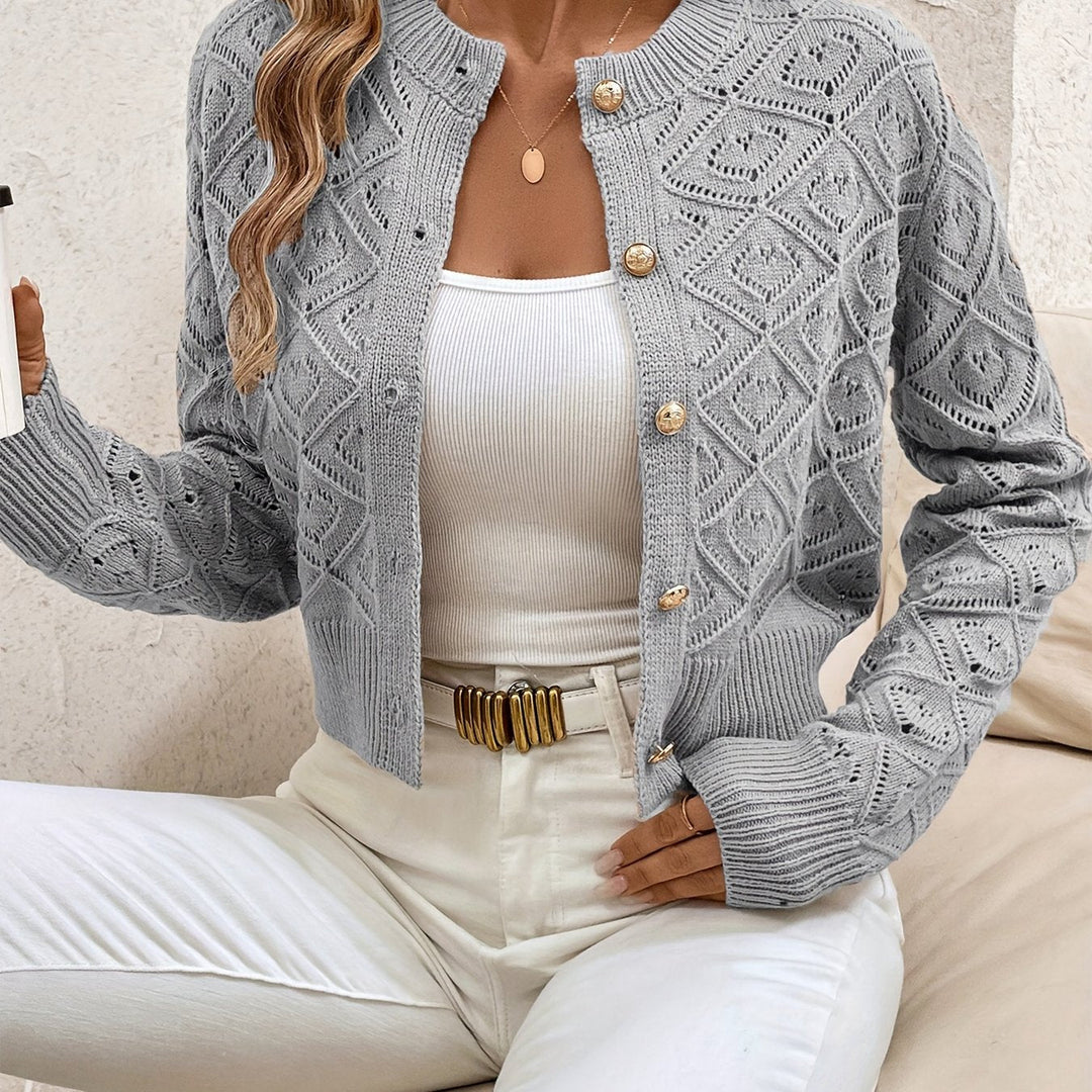 Textured Button-Front Cardigan for Women