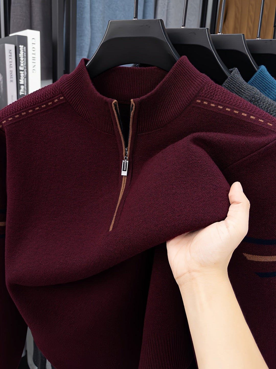 Half-Zip Mock Neck Sweater for Men