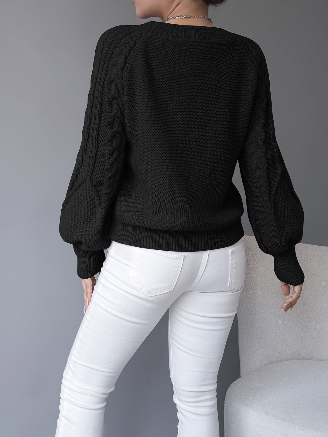 Ladies Cable-Knit Textured Sweater