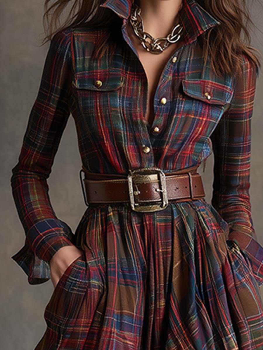 Belted Button-Up Shirt Dress, Women's Classic Fit