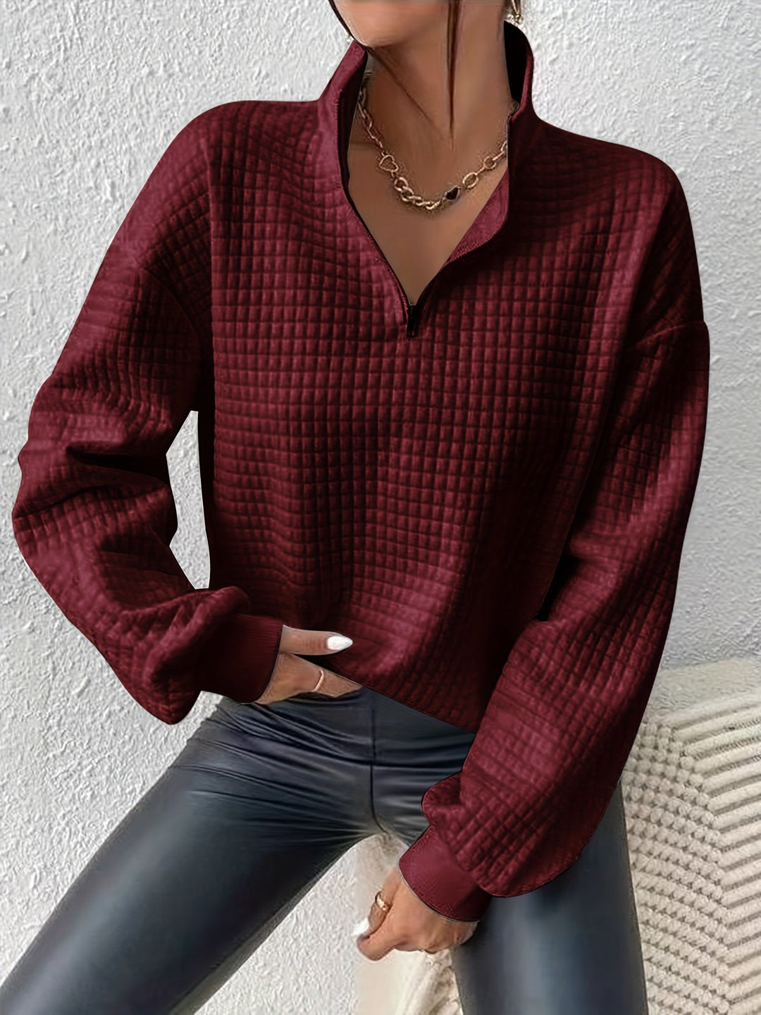 Quarter-Zip Pullover for Women, Relaxed Style