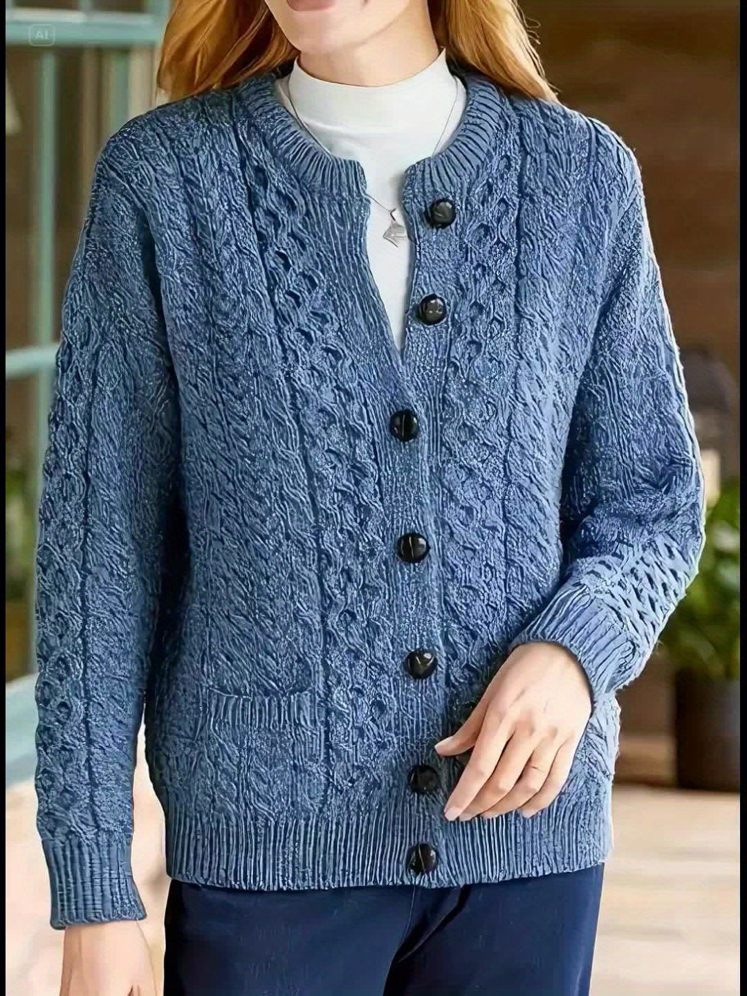 Button-Front Cardigan for Women, Textured Style