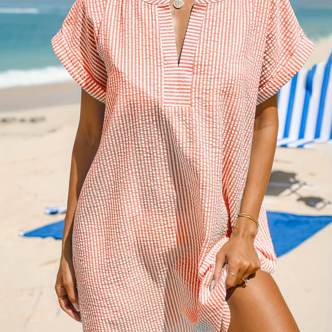 Breezy Striped Beach Cover-Up for Women