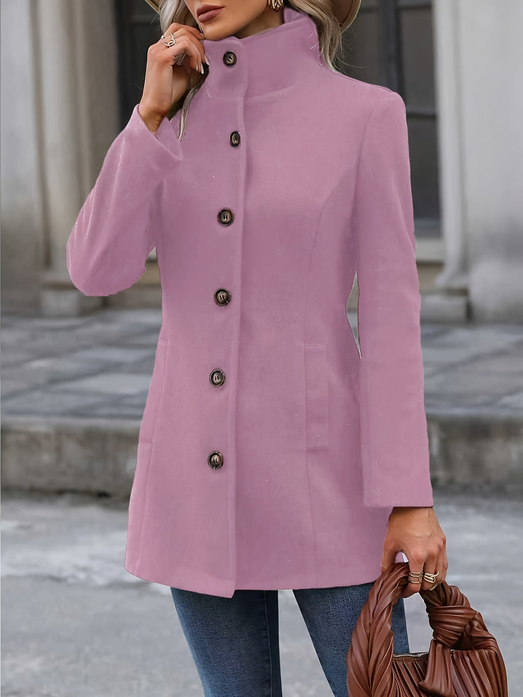 Ladies Waist-Cinching Mid-Length Coat