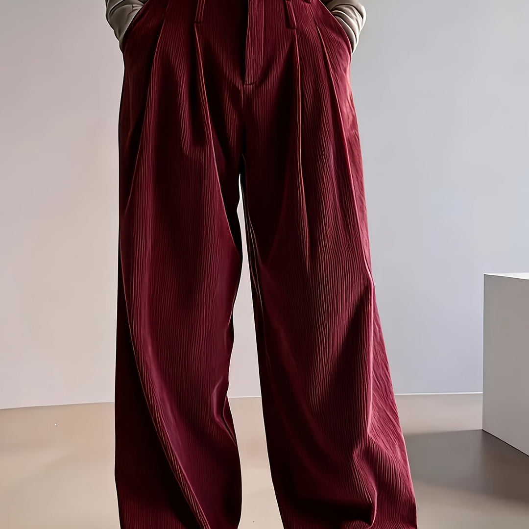 Pleated Wide-Leg Trousers for Women