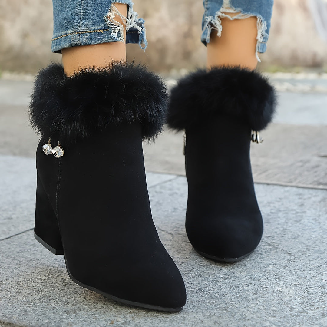 Warm Block-Heel Ankle Boots for Women