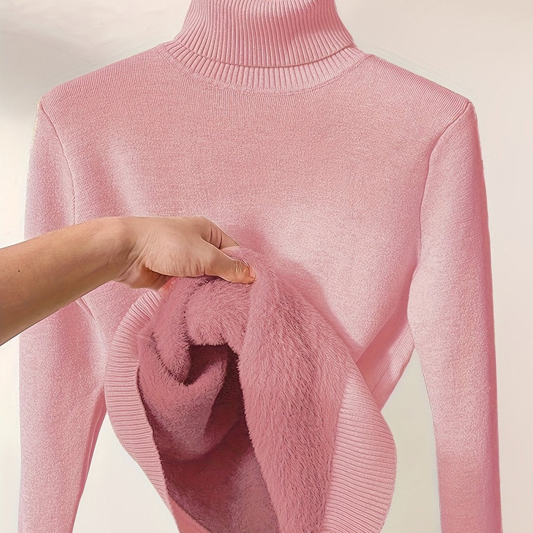 Lined High-Neck Sweater for Women, Cozy Style