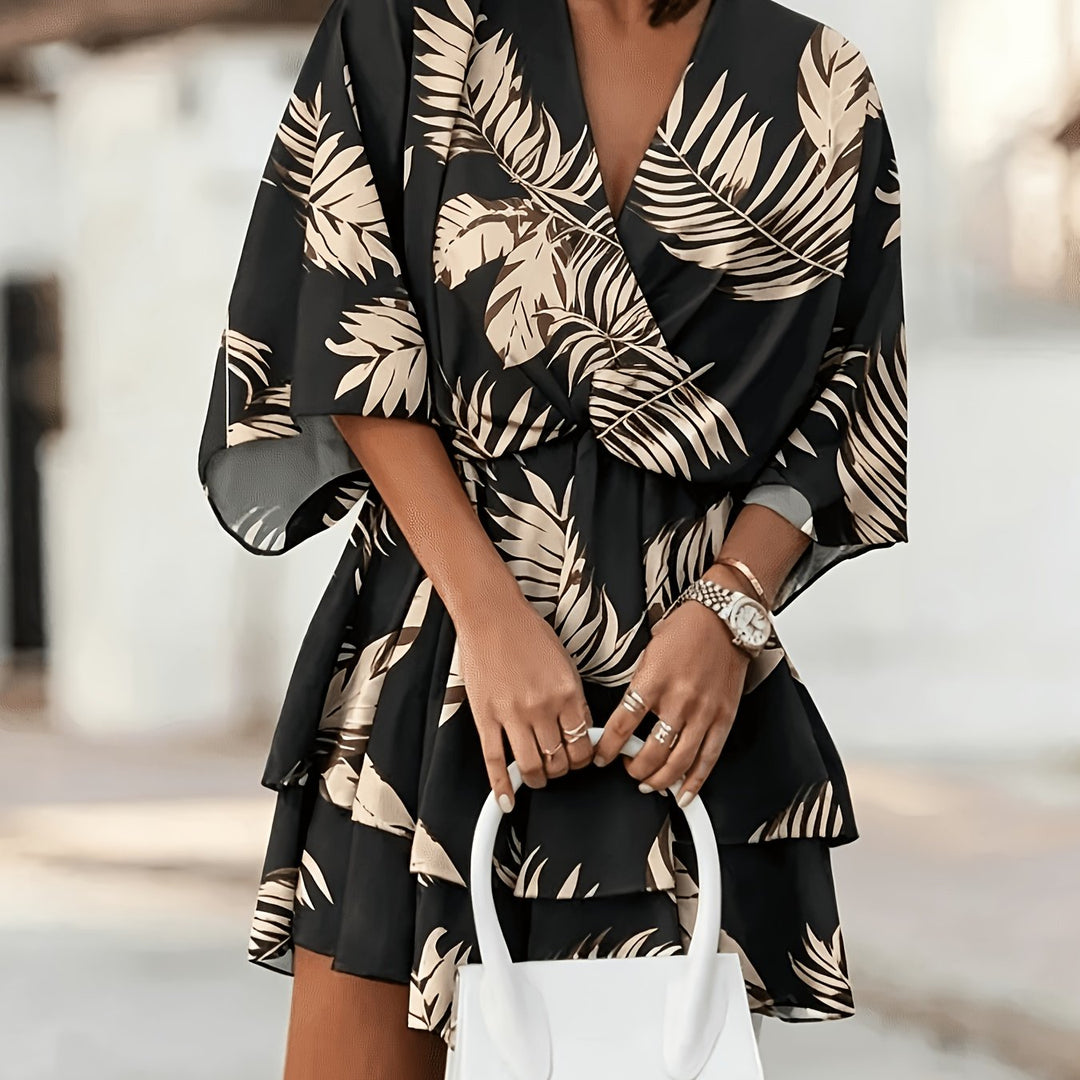 Ladies Flowing Batwing Wrap Dress