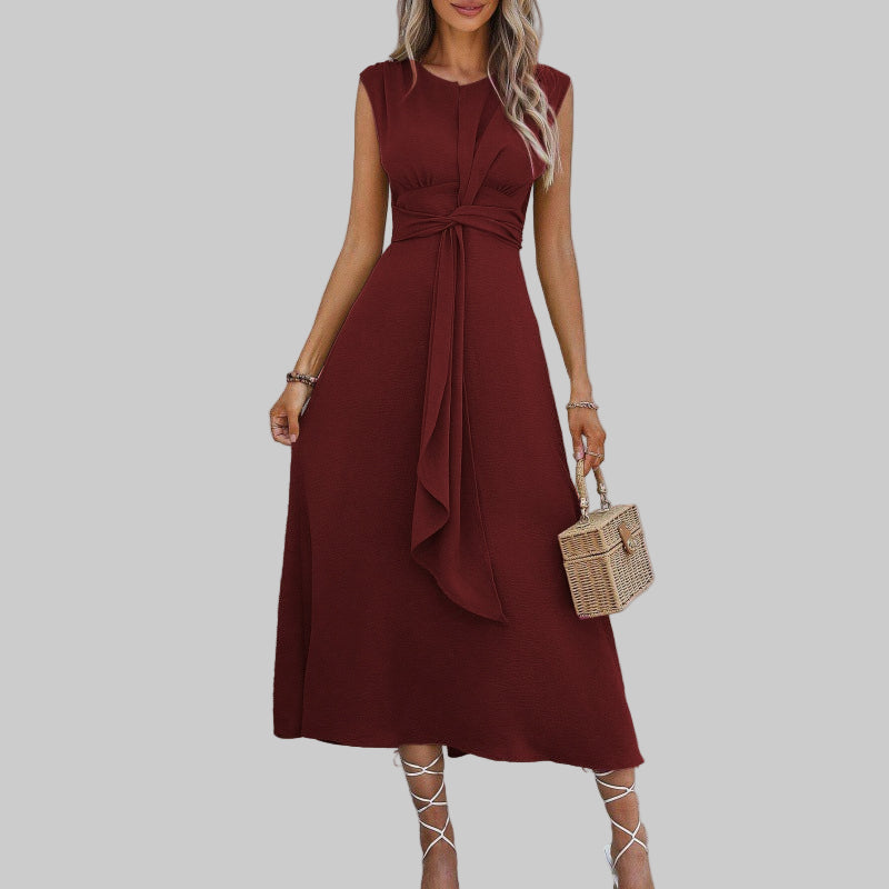 Sleeveless Round Neck Maxi Dress, Women's Elegant Fit