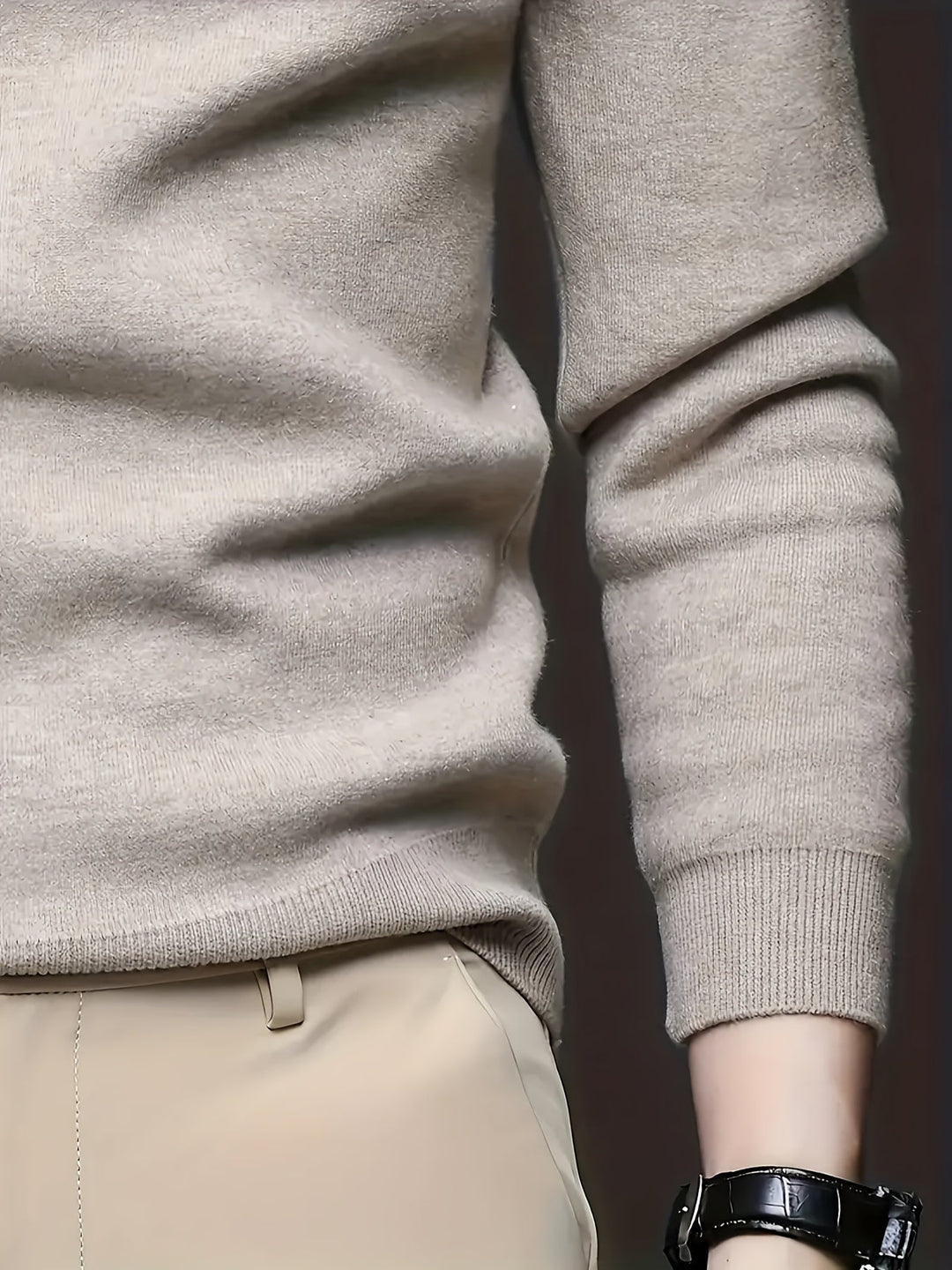 Mock Neck Knit Sweater for Men, Plus Size