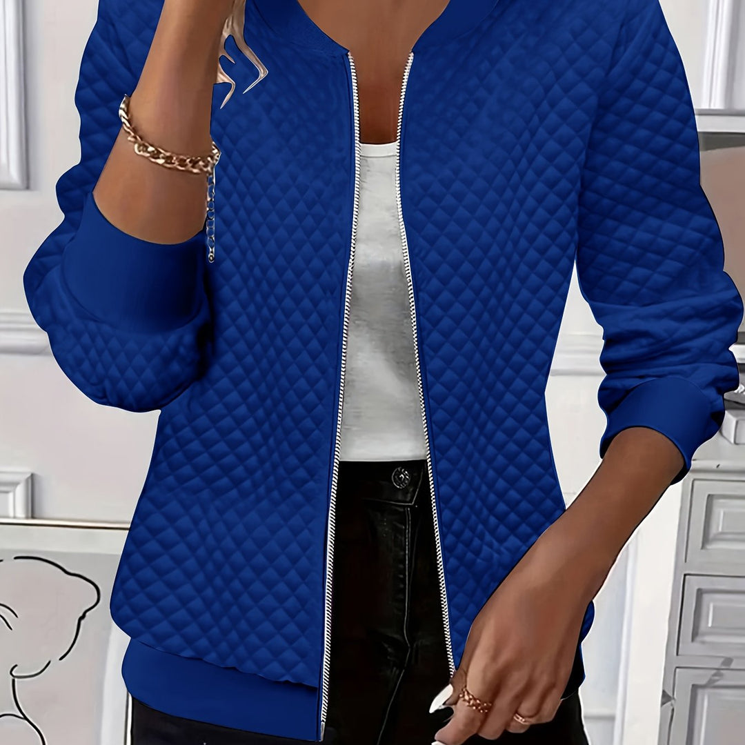 Quilted-Texture Baseball Jacket for Women