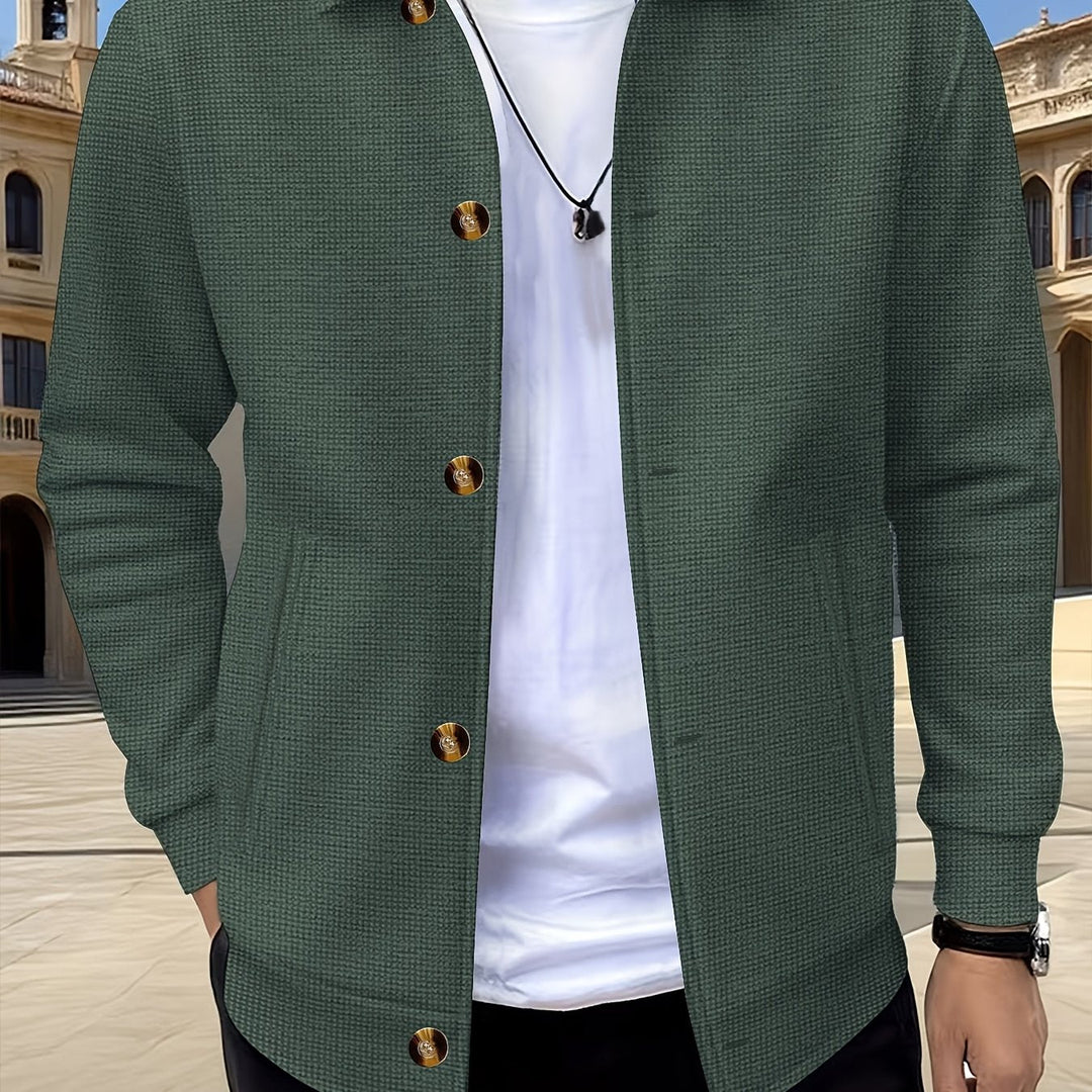 Button-Up Jacket for Men, Textured Style