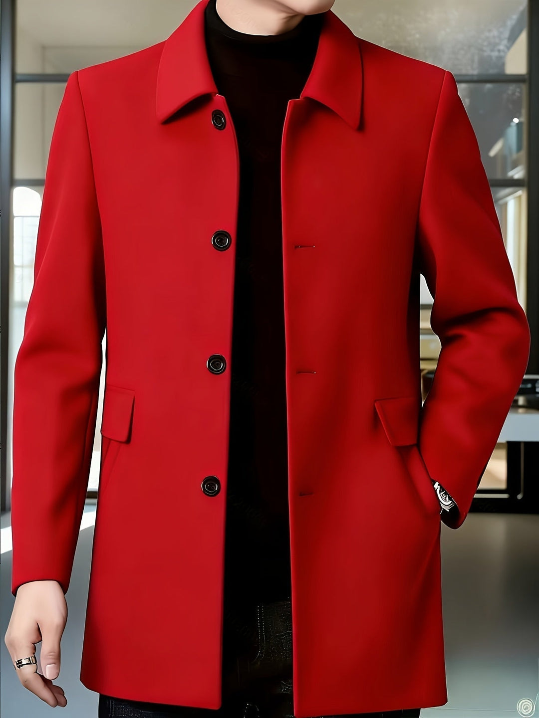 Single-Breasted Overcoat, Men's Refined Fit
