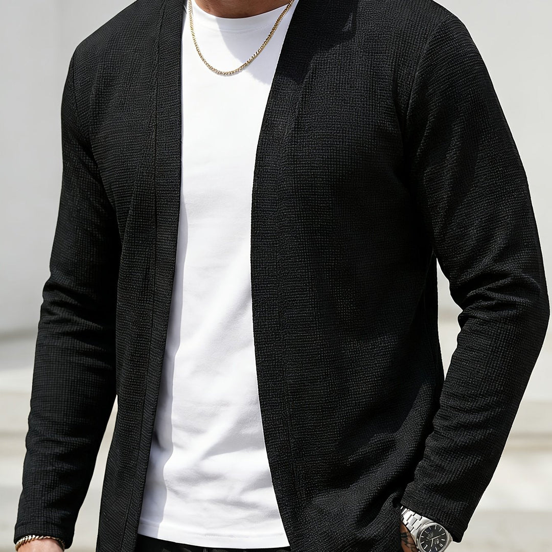 Open-Front Textured Cardigan for Men