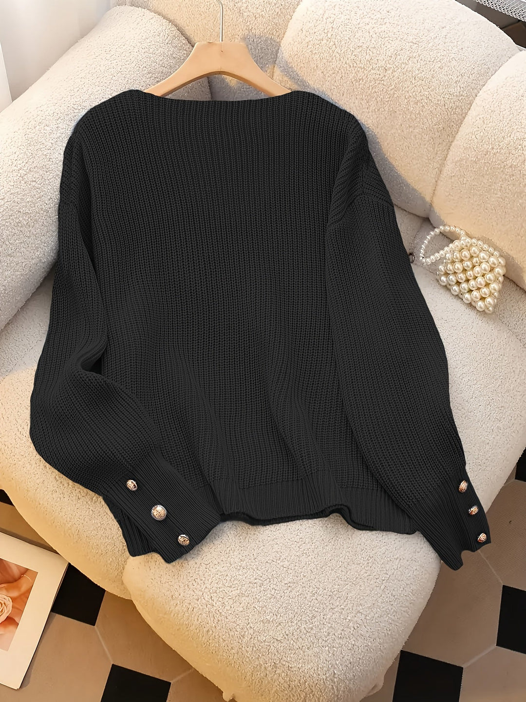 Ladies Ribbed V-Neck Sweater