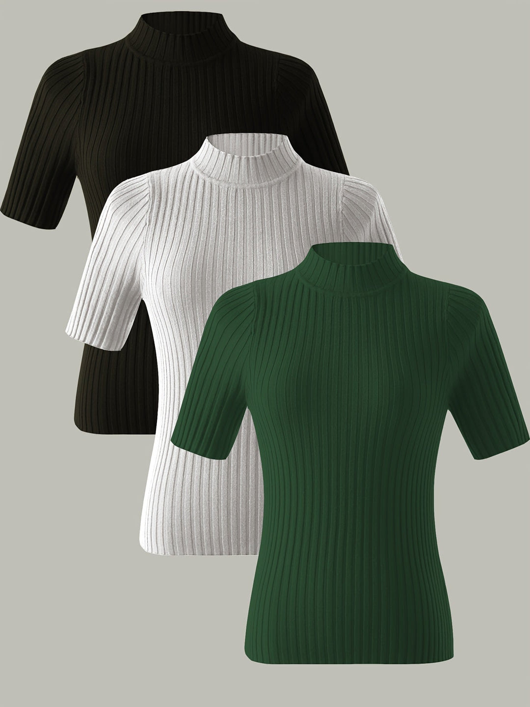 Ribbed Mock-Neck Top for Women