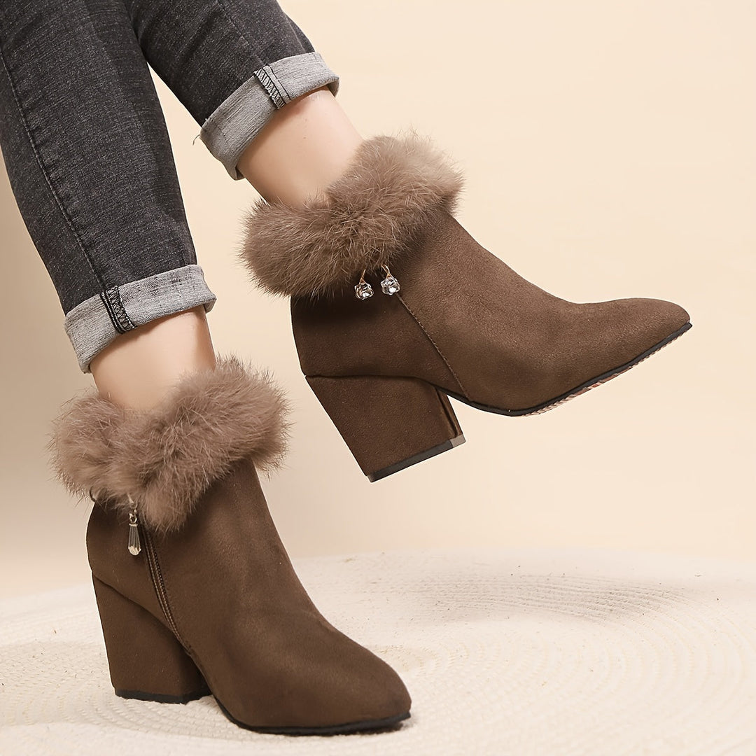 Warm Block-Heel Ankle Boots for Women