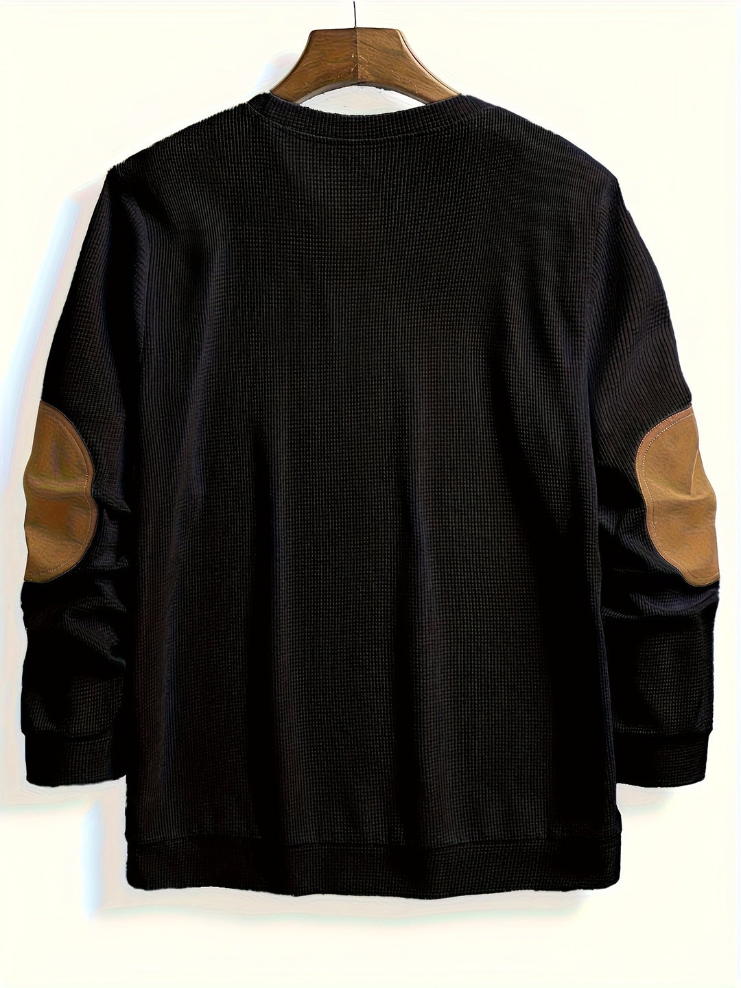 Textured Elbow-Patch Pullover for Men, Plus Size