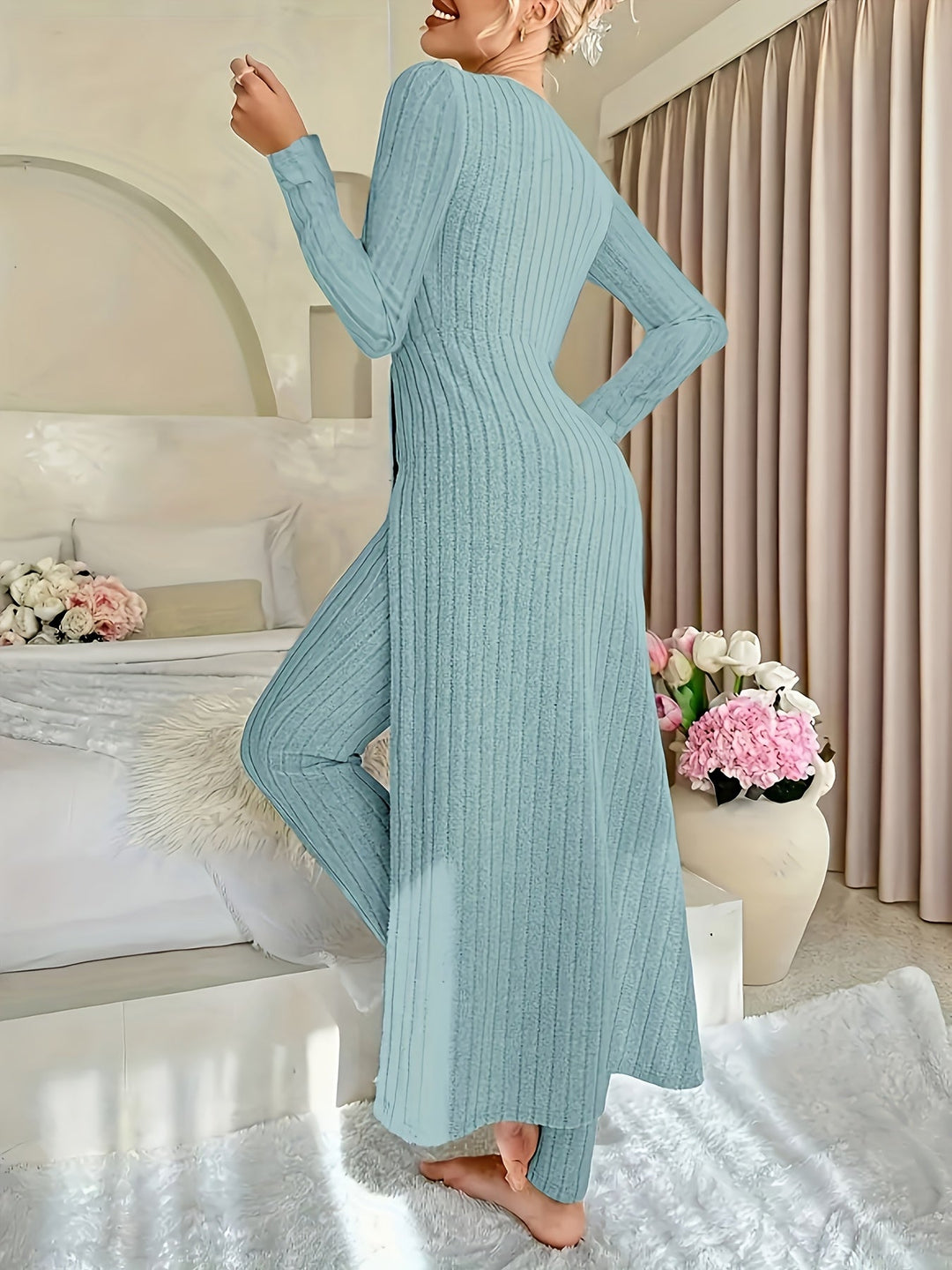 Ribbed Lounge Two-Piece Set for Women