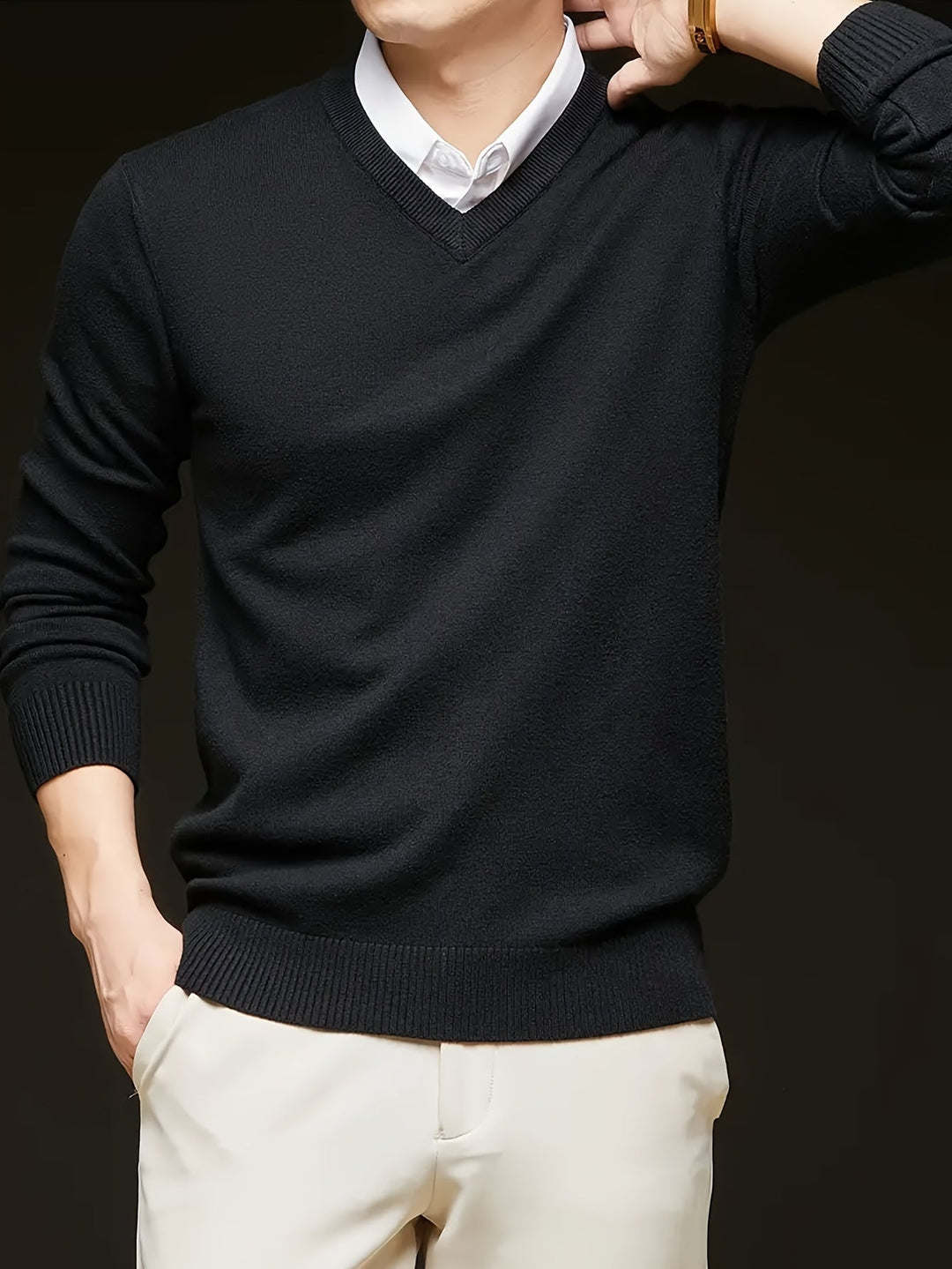 Refined V-Neck Sweater for Men