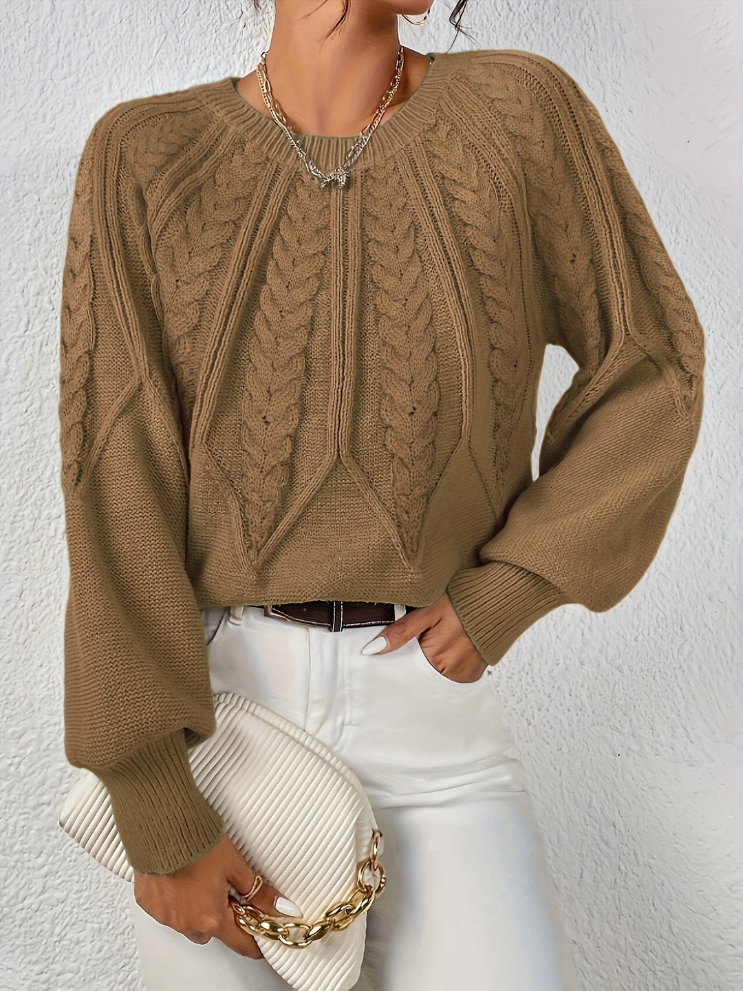 Relaxed Cable-Knit Sweater for Women