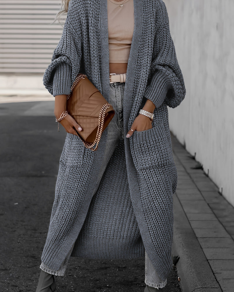 Women's Open-Front Cotton Blend Cardigan with Pockets – Relaxed Fit
