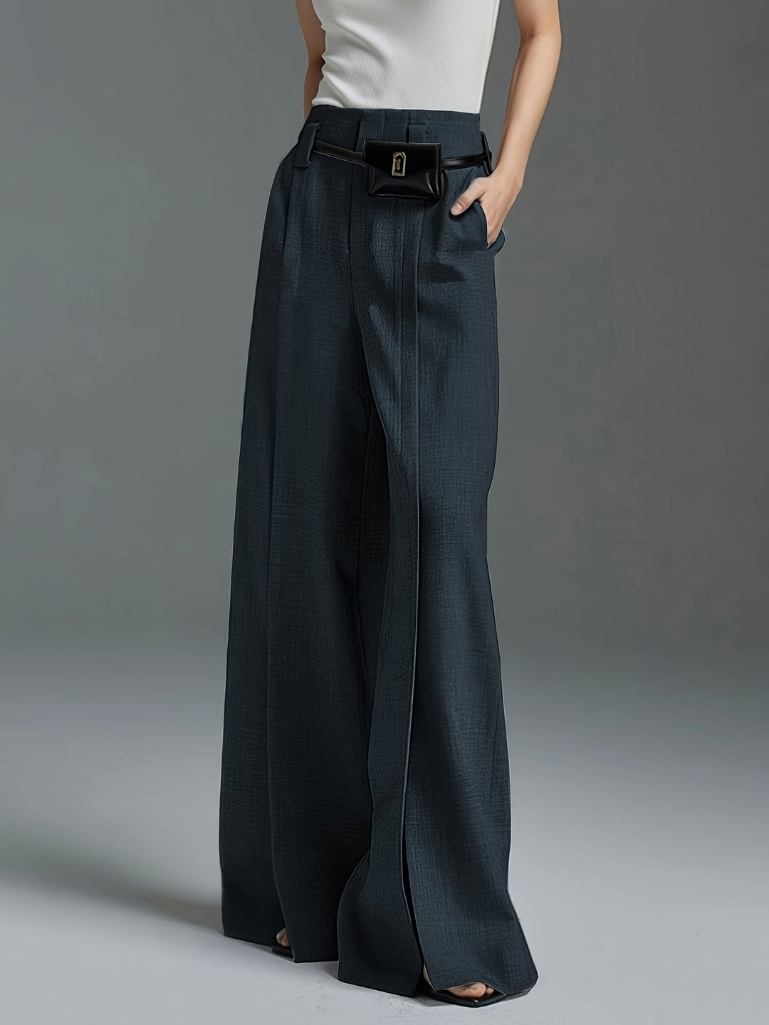 Wide-Leg Slit Trousers for Women